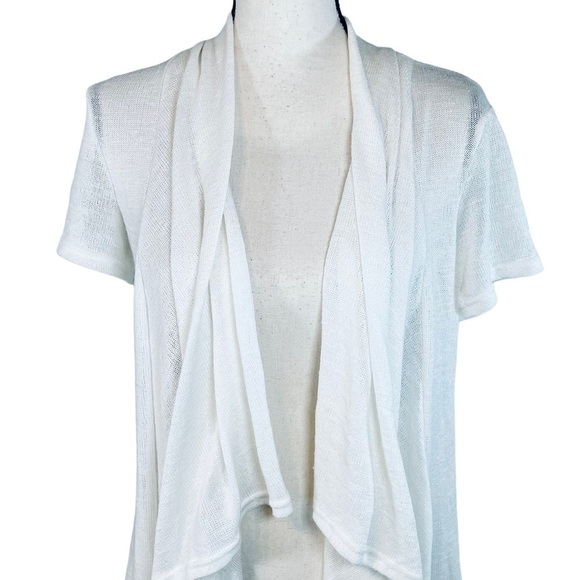 Willi Smith Knit Flowy Open Front Cardigan Womens Small White - Picture 2 of 8